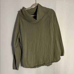 JEANNE PIERRE Olive Green Cowl Neck Pullover Sweater